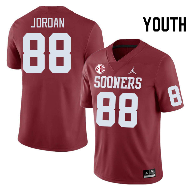 Youth #88 Jacob Jordan Oklahoma Sooners 2024 SEC Conference College Football Jerseys-Crimson